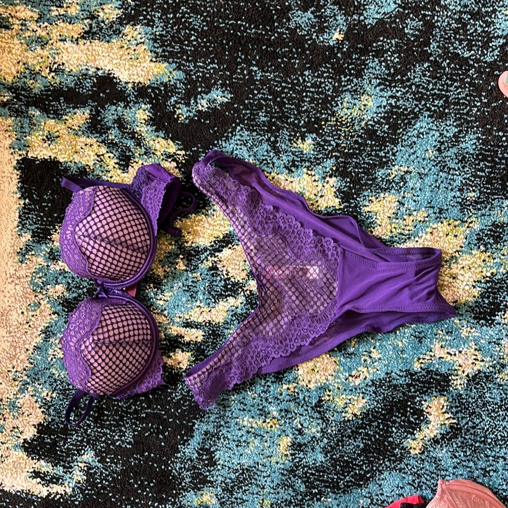 Adore Me purple bra and underwear set